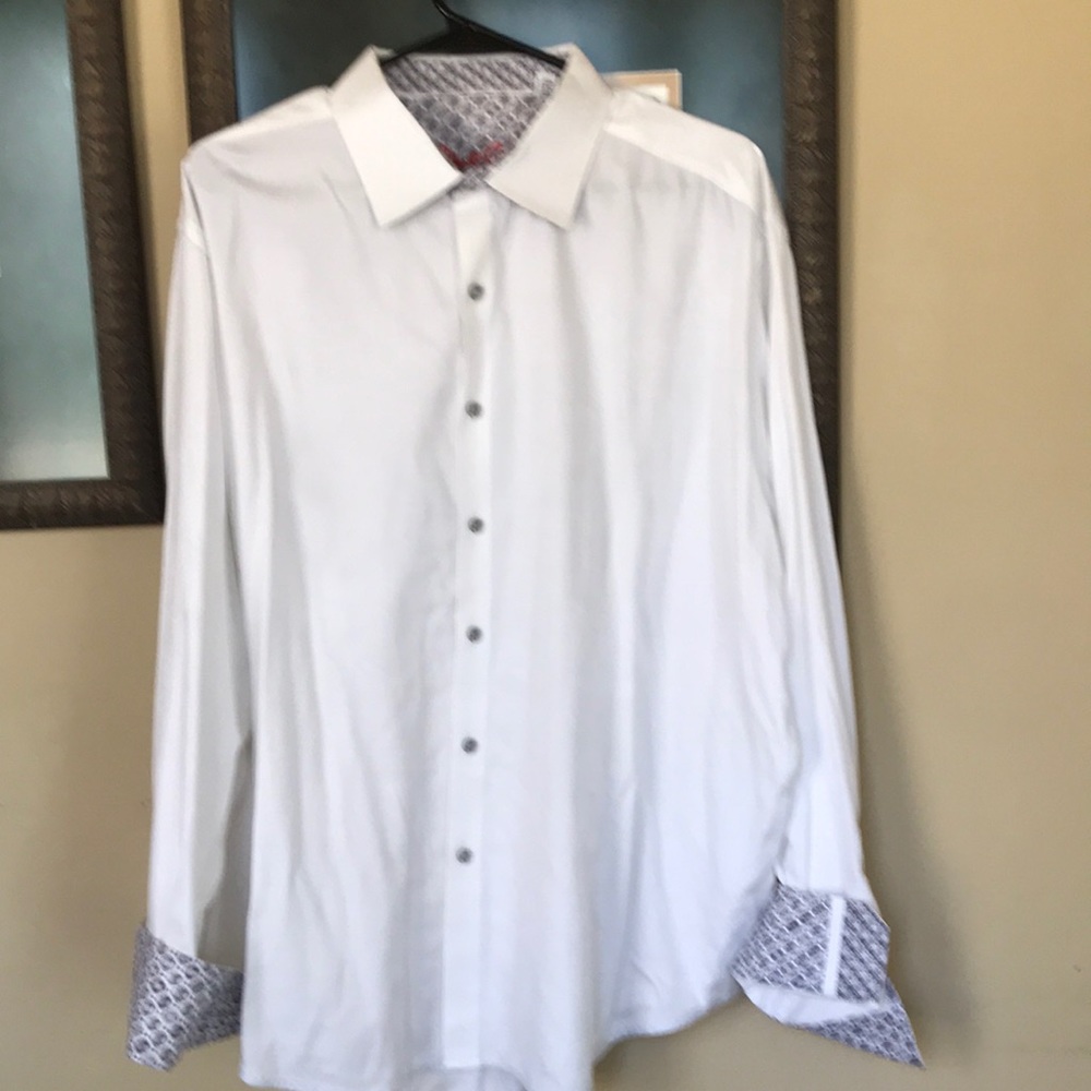 3XL Robert Graham “embossed” white mens shirt